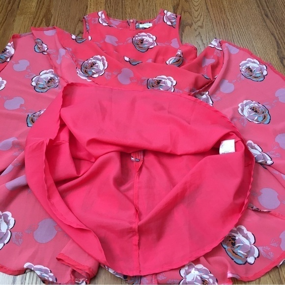 Maison Jules Red Floral  Sleeveless Floral pleated Fit & Flare Dress - Picture 14 of 16